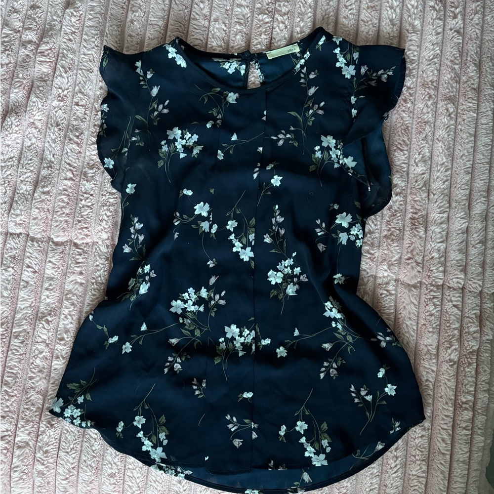 Floral Black Top